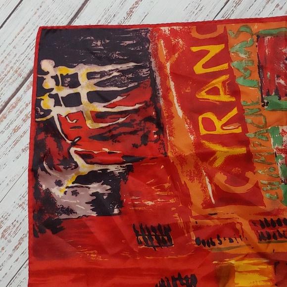 BRIGHT SQUARE SCARF WITH ABSTRACT THEATRE THEME - Picture 4 of 5